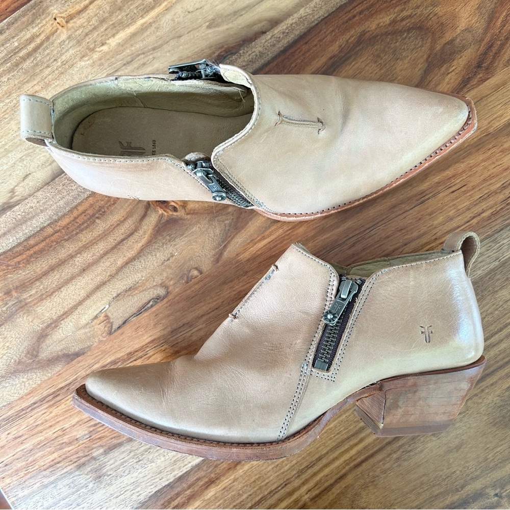 Frye Tan Leather Ankle Booties